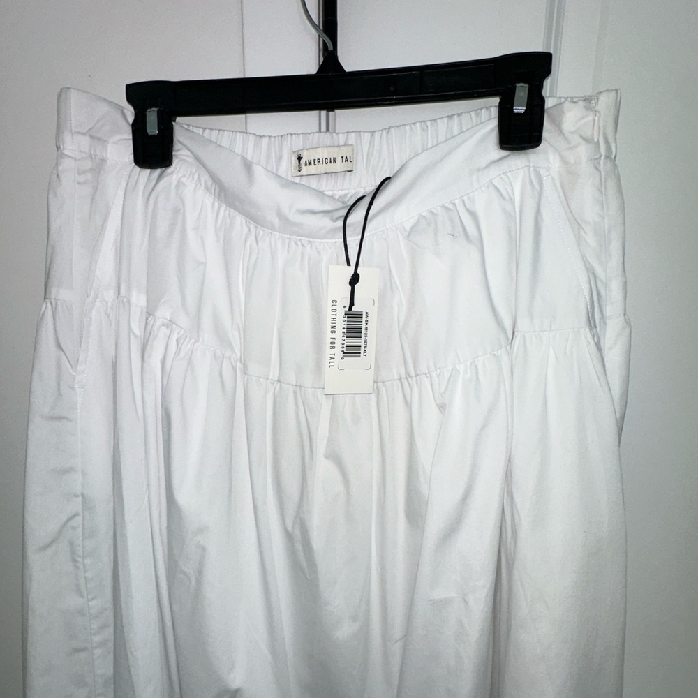 American Tall Maxi Skirt XL Tall White Tiered High Rise Long Skirt NWT - Picture 3 of 7